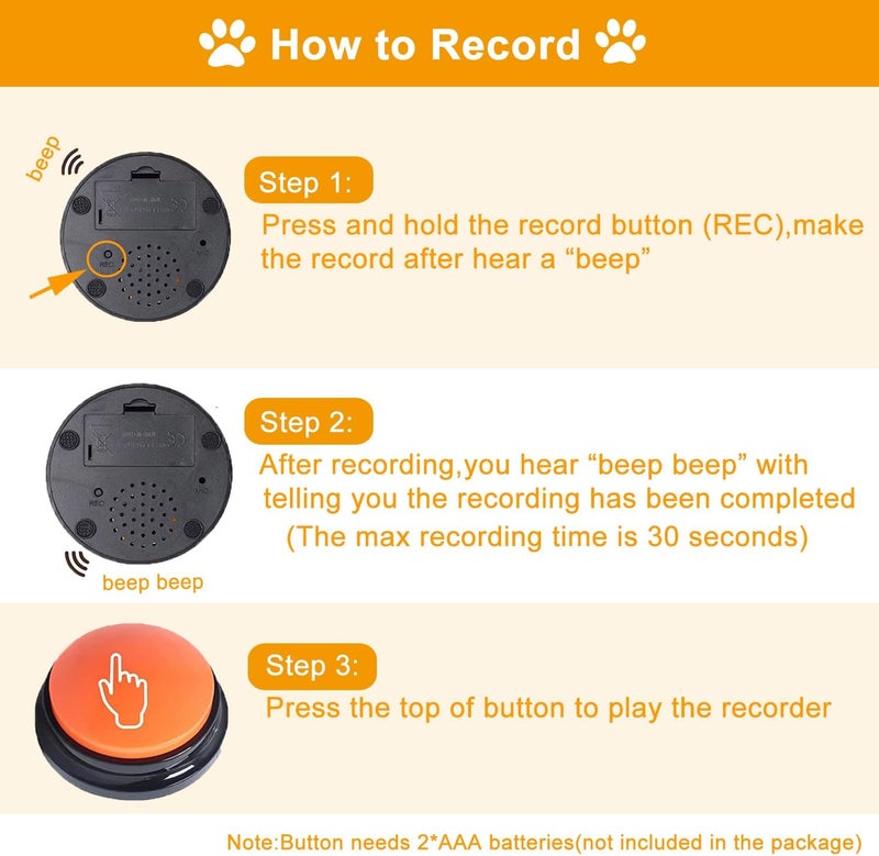 MOLIK Voice Recording Button 4 Color, Dog Buttons for Communication Pet Training Buzzer, 30 Second Record & Playback, for Family Game and Trivia Nights - Image 3